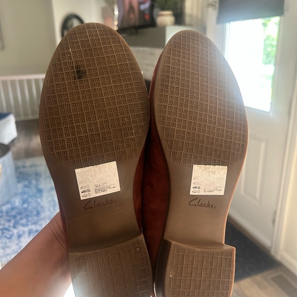 Clarks Brown Suede Slip-On Loafers - Picture 4 of 4